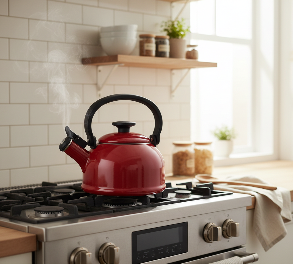 Wine Red Whistling Kettle (1.6 Liters) Cotton Series